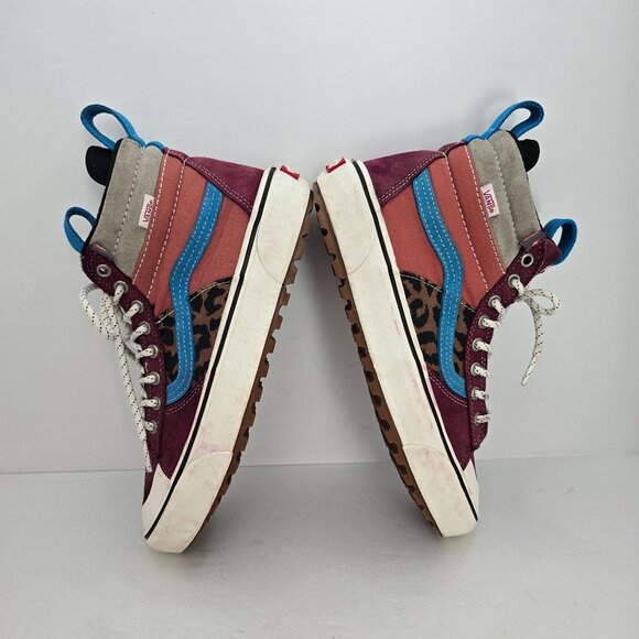 Vans | SK8-HI MTE-2 red leopard print colorful outdoor sporty sneakers | WMS 9.5 - Picture 8 of 10